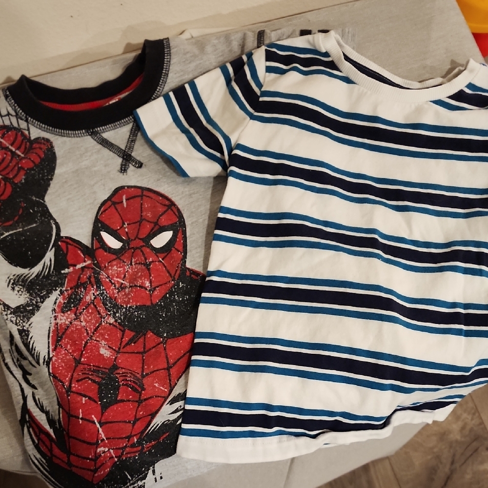 Spider-Man Graphic Tee and Striped Kids Shirt Set